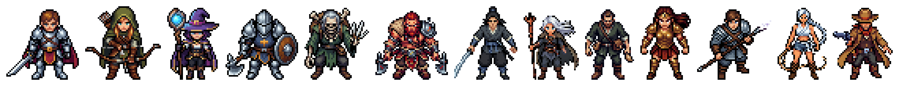 The thirteen heroes side by side